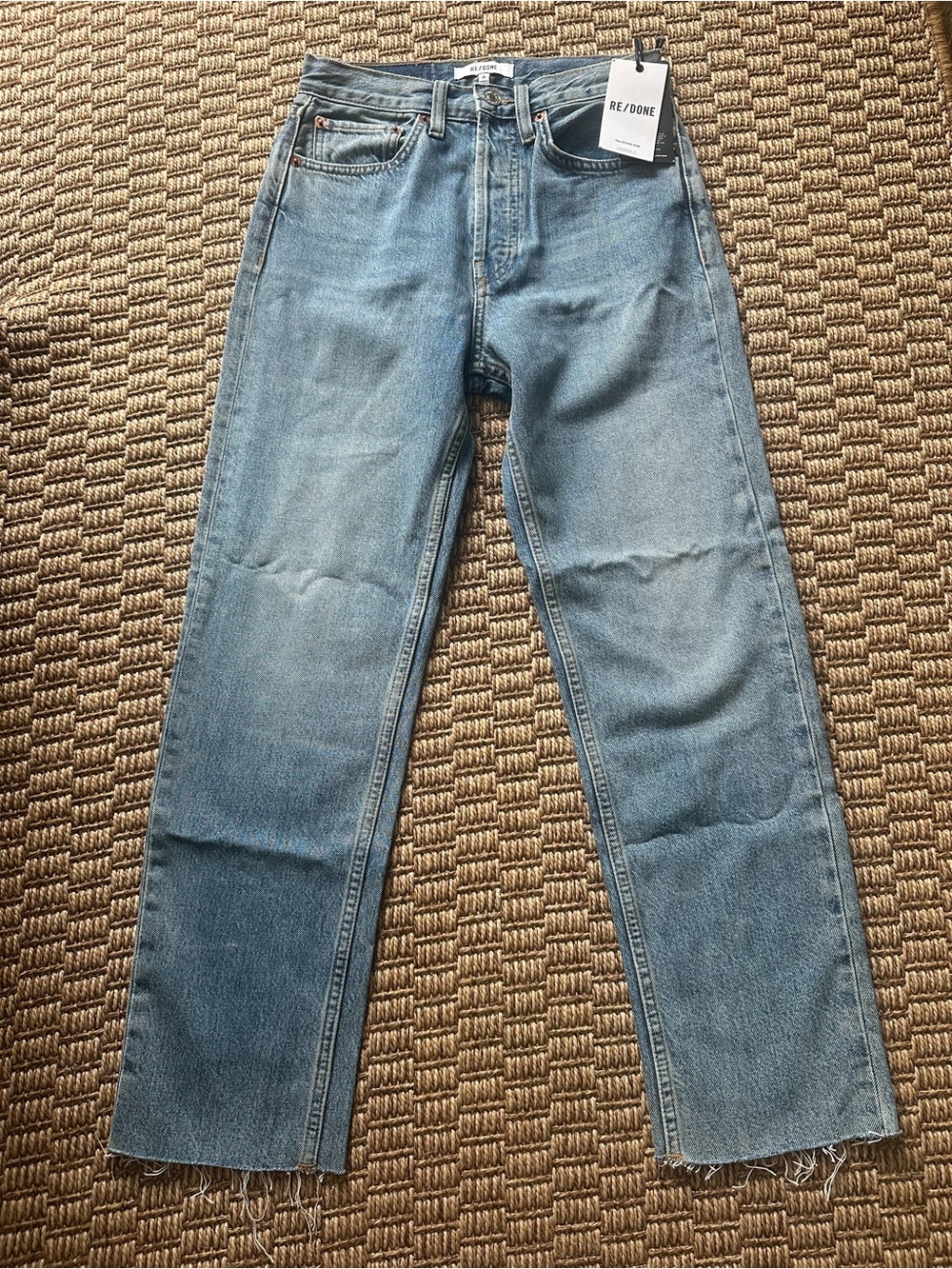 Re/Done Women’s Ankle Cropped Jeans in Light Blue Denim